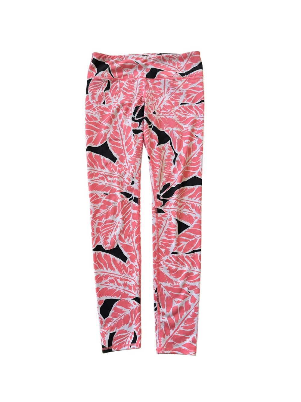 Alo Yoga Palm Springs Airbrush Leggings Coral Pink Tropical Leaf Small EUC
